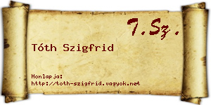 Tóth Szigfrid névjegykártya